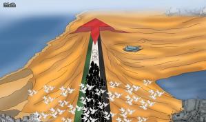 غزة خط العودة .. كاريكاتير ماهر الحاج