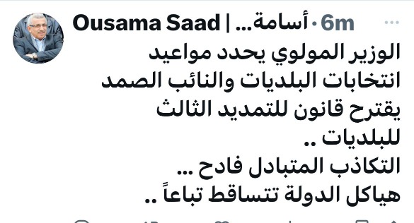 النائب سعد عن الانتخابات البلدية: التكاذب المتبادل فادح .. هياكل الدولة تتساقط تباعاً!