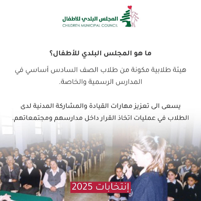 انتخابات المجلس البلدي للأطفال في صيدا تنطلق الأربعاء.. 1500 تلميذ يختارون ممثليهم من بين 222 مرشحاً