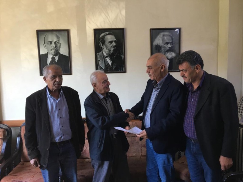 جبهة النضال الشعبي الفلسطيني تهنئ الحزب الشيوعي الموحد بذكرى تأسيسه