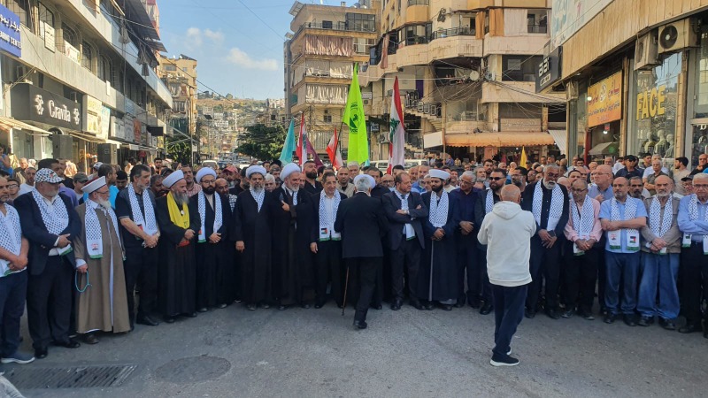 بالصور: أحياء على طريق القدس.. تكريم شهداء "الحزب" ورفضاً للمجازر في غزة...